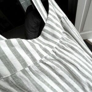 Grey Striped Linen Maxi Dress